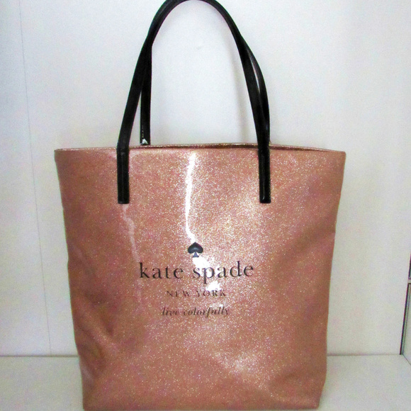 kate spade Handbags - Kate Spade Rose Gold Glitter Large Tote Bag